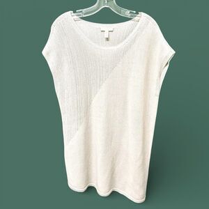 Eileen Fisher Size M Organic Cotton Knit Tunic Sweater Asymmetrical Bone Cream